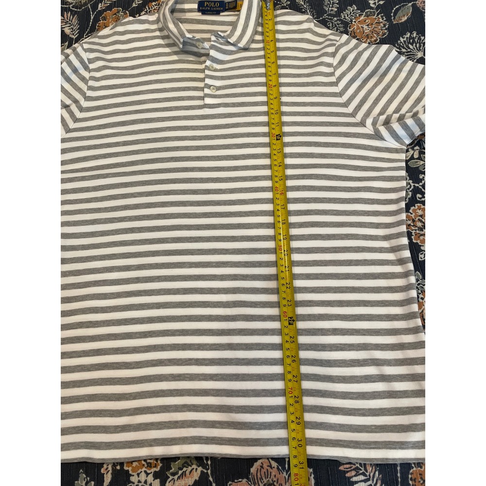 Polo Ralph Lauren Men Classic Fit Striped Short Sleeve Polo Shirt XL Gray White - Picture 16 of 16